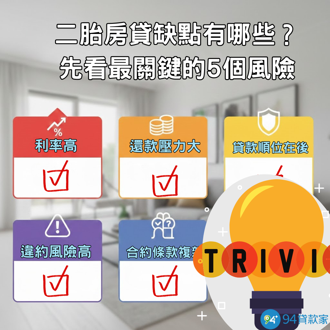 二胎房貸缺點有哪些？先看最關鍵的5個風險
